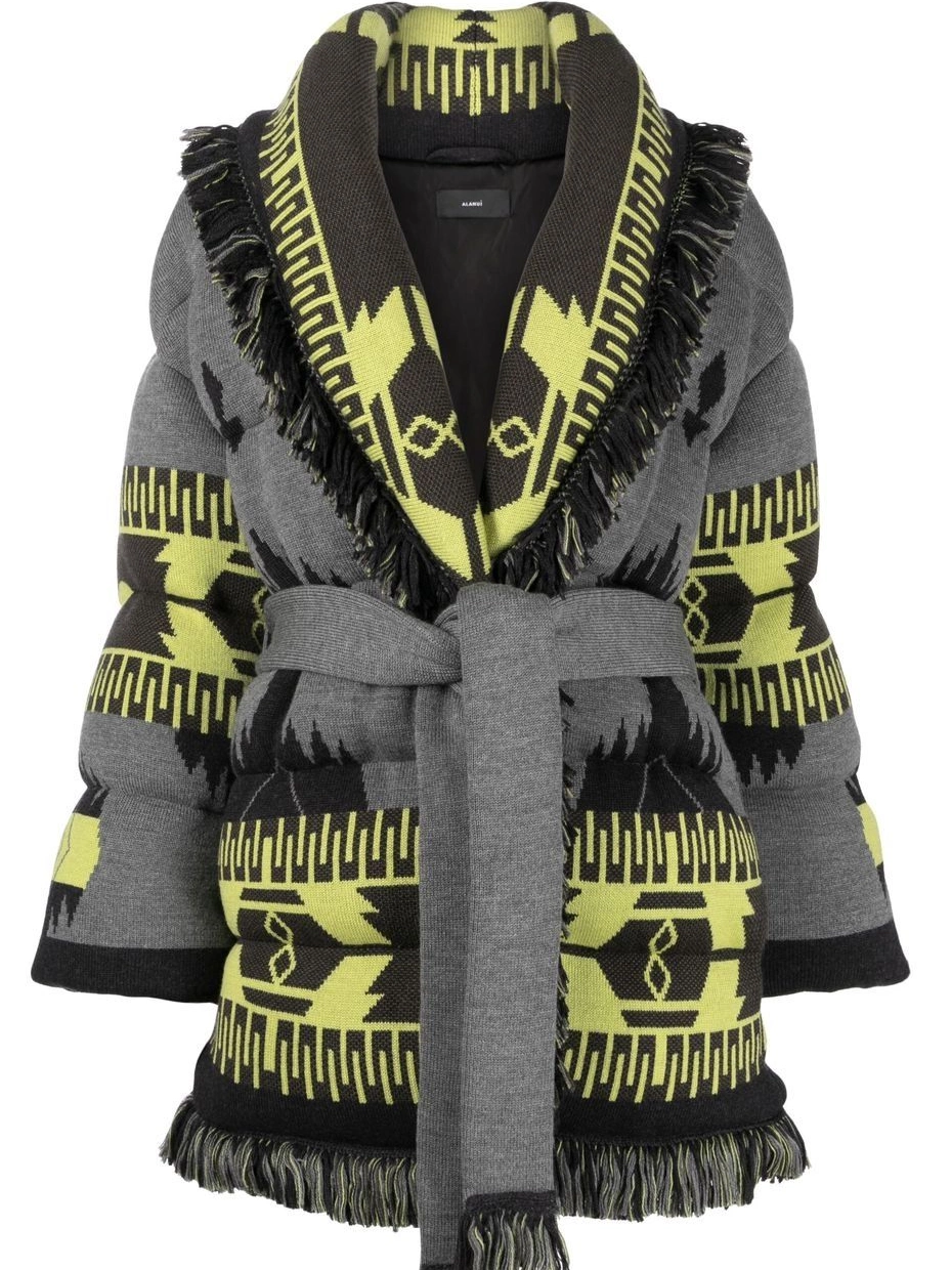 Affordable jacquard belted Alanui puffer jacket Women Icon 0407